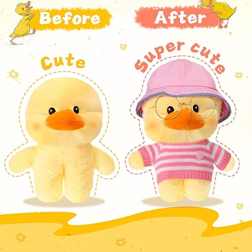 Miniatura 2 de 6 piezas de ropa de animales de peluche de pato de 12 pulgadas, accesorios de ropa de pato, incluye ropa bonita, gafas, sombrero, ropa de muñeca de