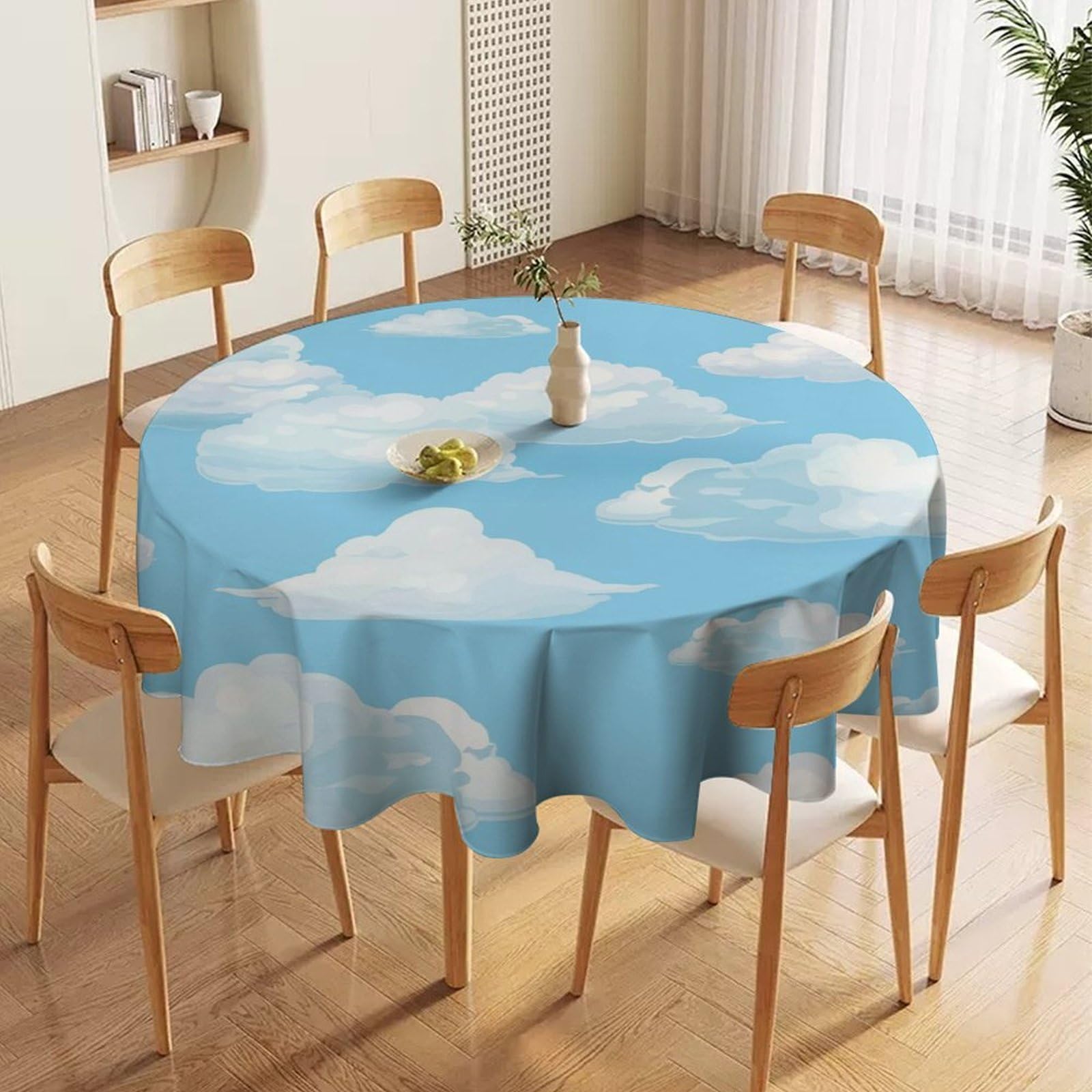 ORDOBO Round Table Cover -Abstract Flowers 3D Print Waterproof Protect Table Cover Fashion Countertop Decoration For Kitchen Home Dinner 152X152Cm