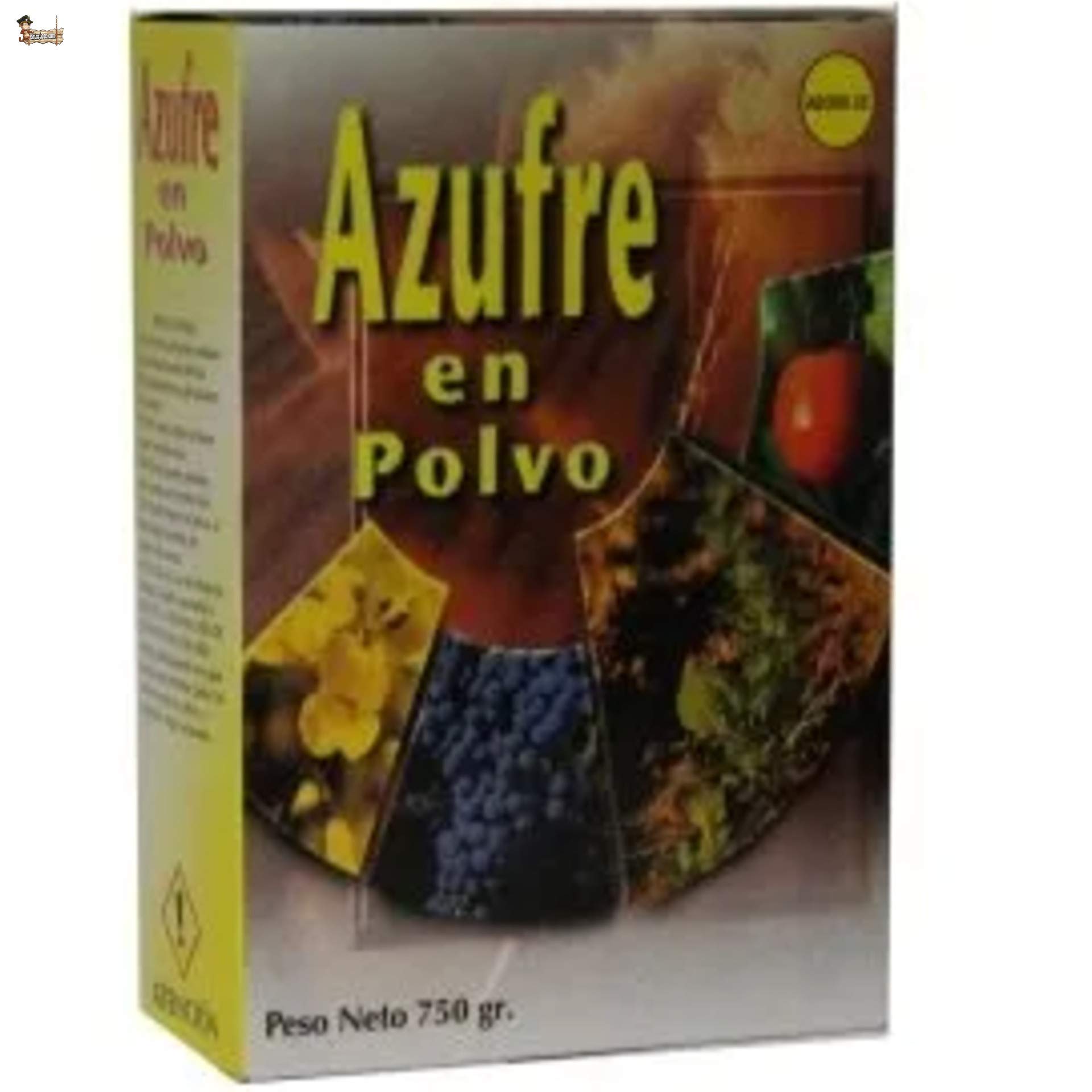 BricoLoco Azufre en Polvo espolvoreo. Anti oídio Plantas. Abono, Fertilizante, fungicida acaricida contra Hongos en Vid, Olivo, cítricos, hortalizas, Rosales y Ornamentales. 750 Gramos. (3)