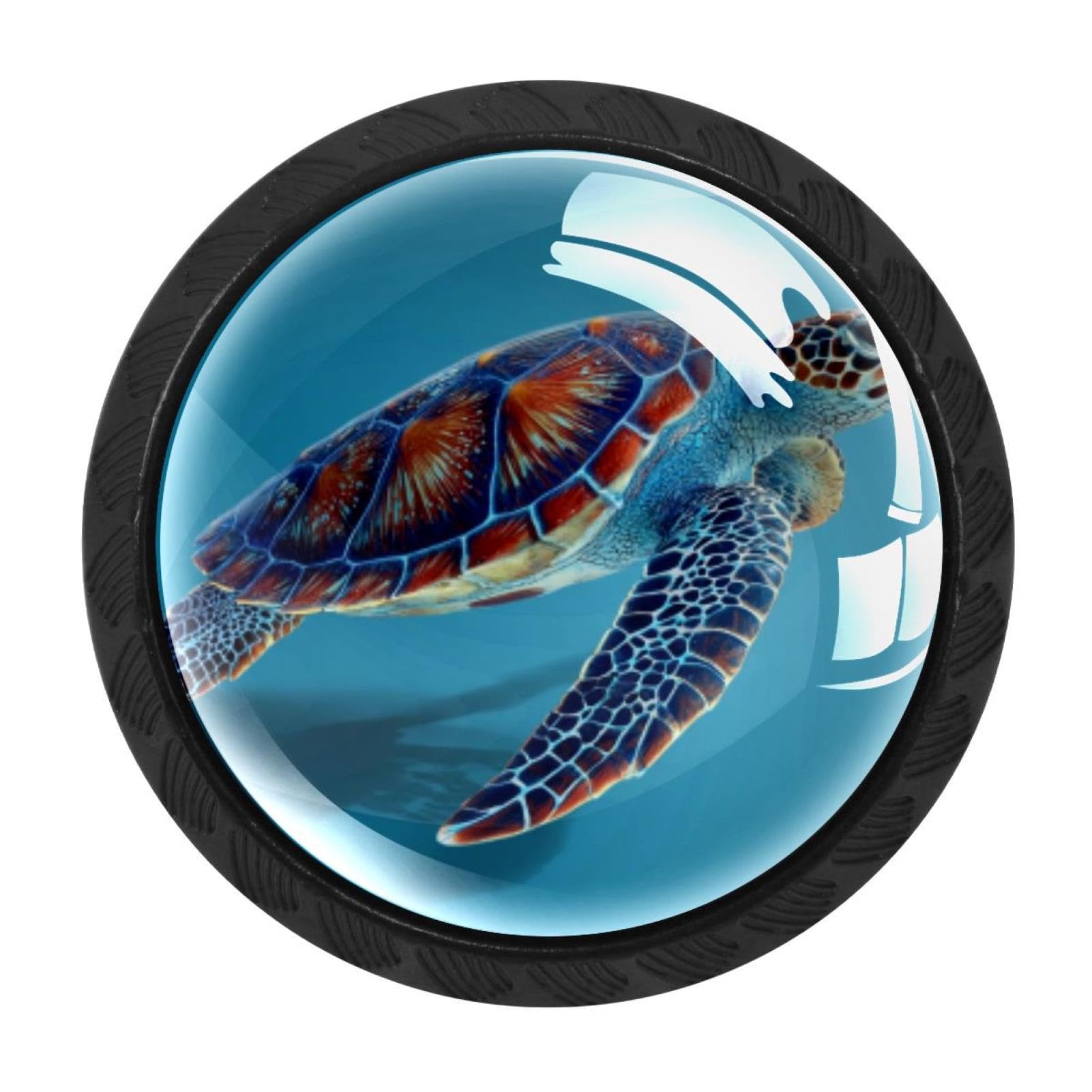 CHENZZZZ 4 Pack Black Sea Turtle Blue Background (4) Cabinet Pulls Kitchen Cabinet Handles Ideal for Cabinet,Drawer,Cupboard and Wardrobe