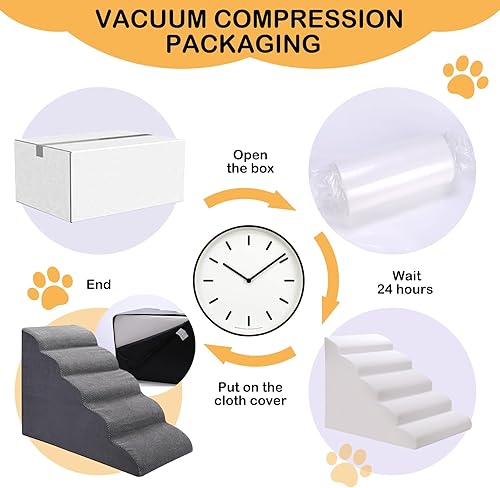 Miniatura 8 de Escaleras para perros para cama, escalones para perros de 5 niveles para sofá y cama alta, escaleras antideslizantes para mascotas, rampa de espuma