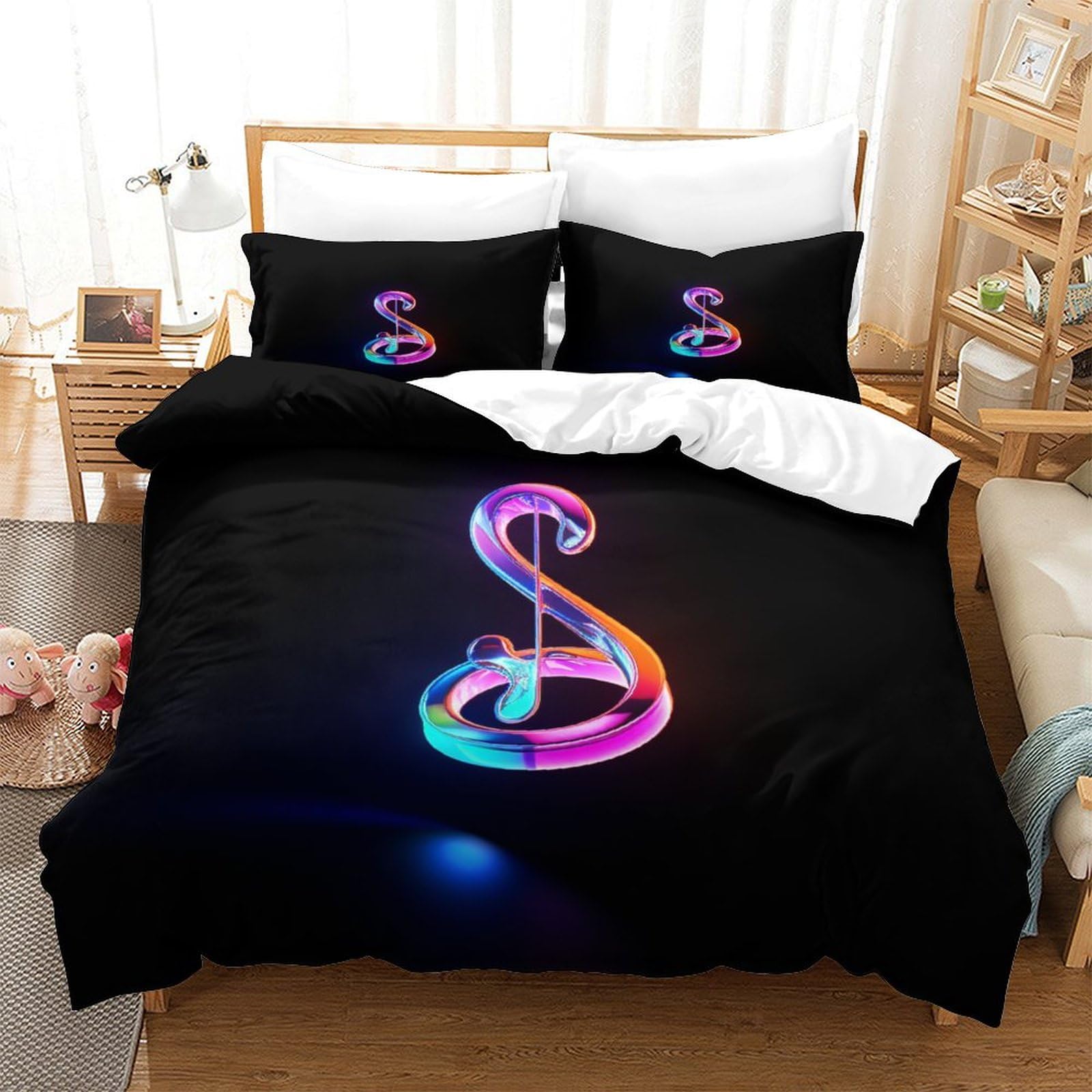 Housse de couette musique 140x200 anti-glisse avec fermeture éclair cachée