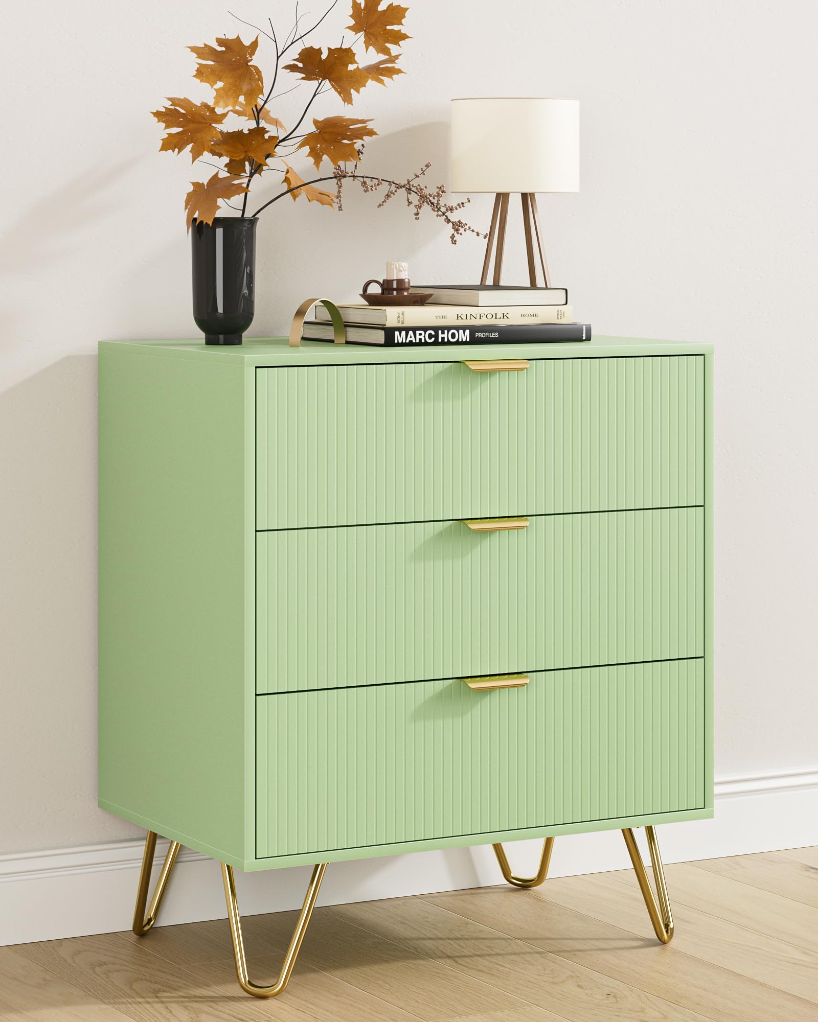 green bedroom dresser AEPOALUA 3 Drawer for Bedroom, 27.6