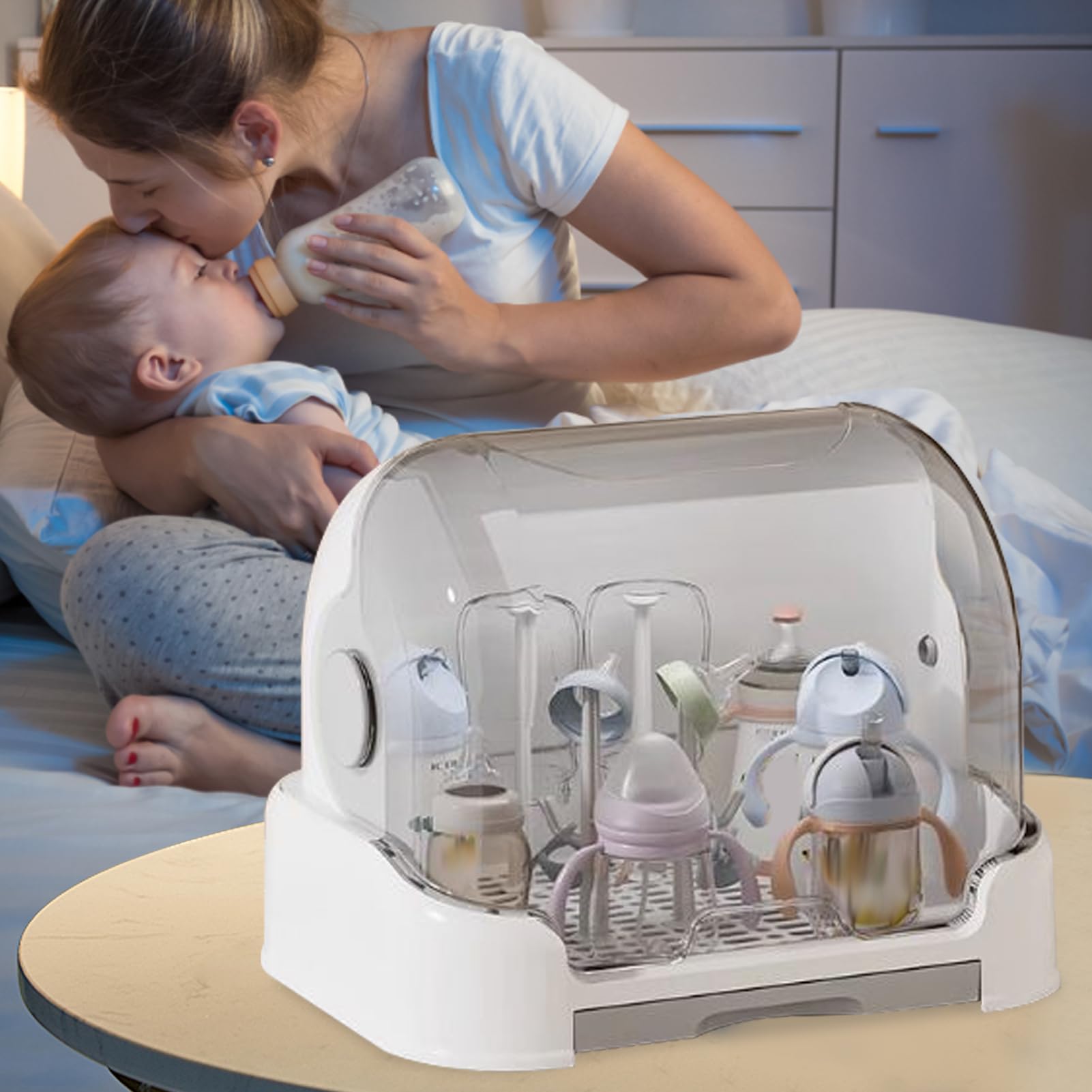 Generico Organizzatore per Biberon | Organizzatore Asciugabiberon con Porta Ciucci | Contenitore Portatile Per Ciuccio Tazzine Alimentazione Viaggio Cucina