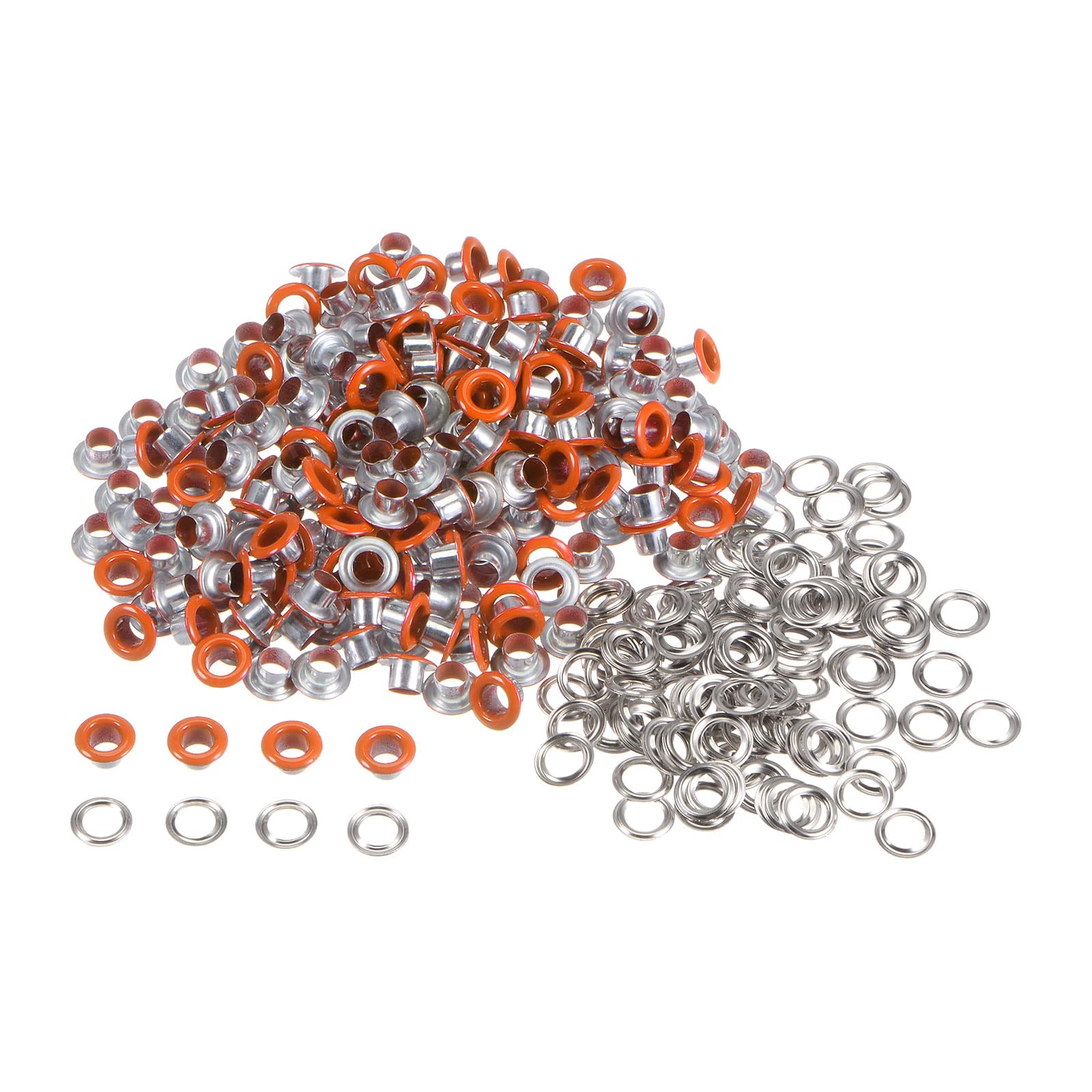 HARFINGTON Juego de 200 ojales de metal de 4,5 mm, herramienta de ojales para zapatos, ropa, cinturón, bolsa, proyectos de bricolaje, color naranja