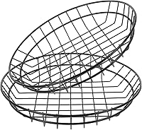 Vista 1 de DOITOOL Cesta ovalada de alambre de metal negro, 2 unidades, cestas de comida rápida estilo retro, cestas de metal para servir, reutilizables