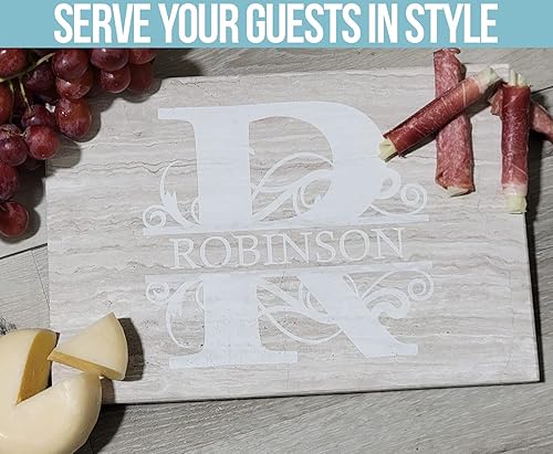 Miniatura 3 de Brew City Engraving - Tablabandeja de repostería con piedra de mármol grabada personalizada para servir y pastelería - Negro, blanco o bronceado