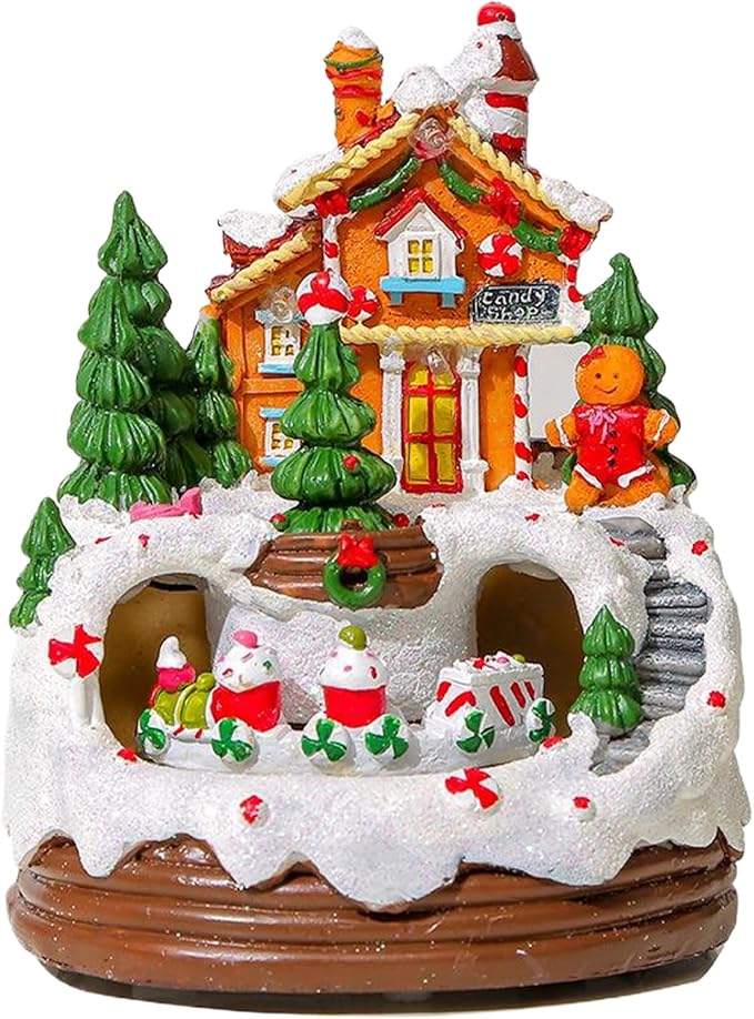 CNAFGBGG Christmas Music Box LightUp SnowhouseShaped