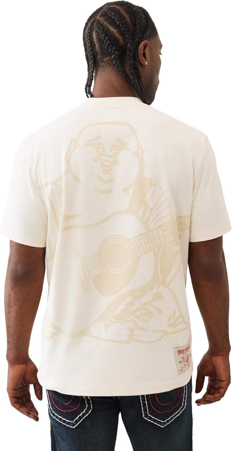 True Religion Men's Short Sleeve Shadow Logo Tee – Crewneck Graphic T-Shirt - Image 3