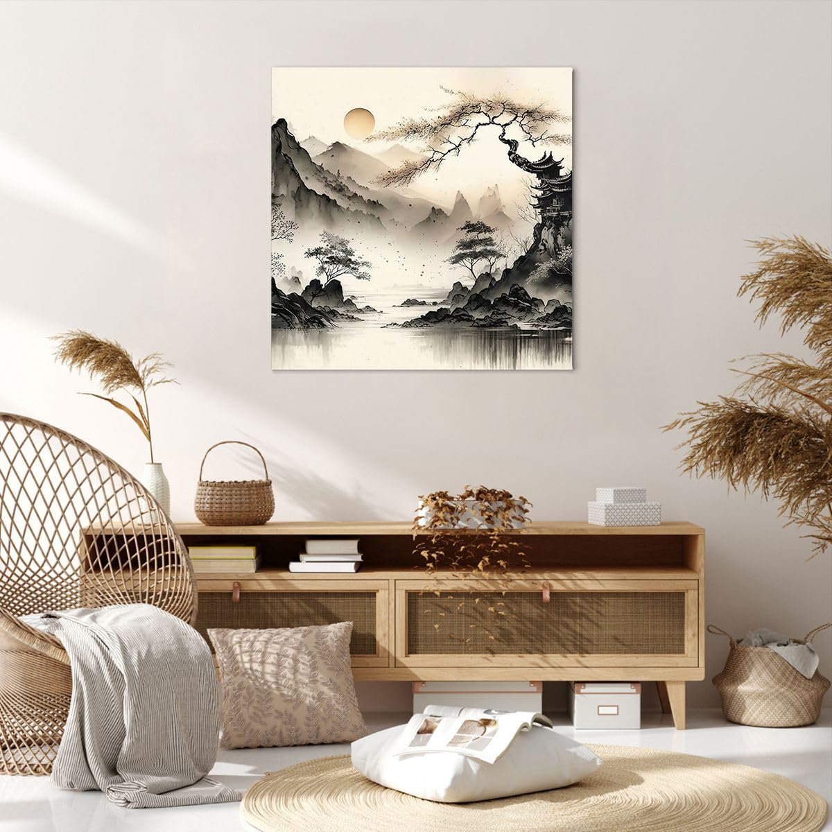 ARTTOR Dekoracja ścienna Salon Azja Japonia Widok Obraz na płótnie w ramie 70x70cm Nowoczesny Sypialnia Kuchnia Deko Sztuka na ścianę Duży Obrazy Art Foto Wall Decor Canvas AC70x70-5777