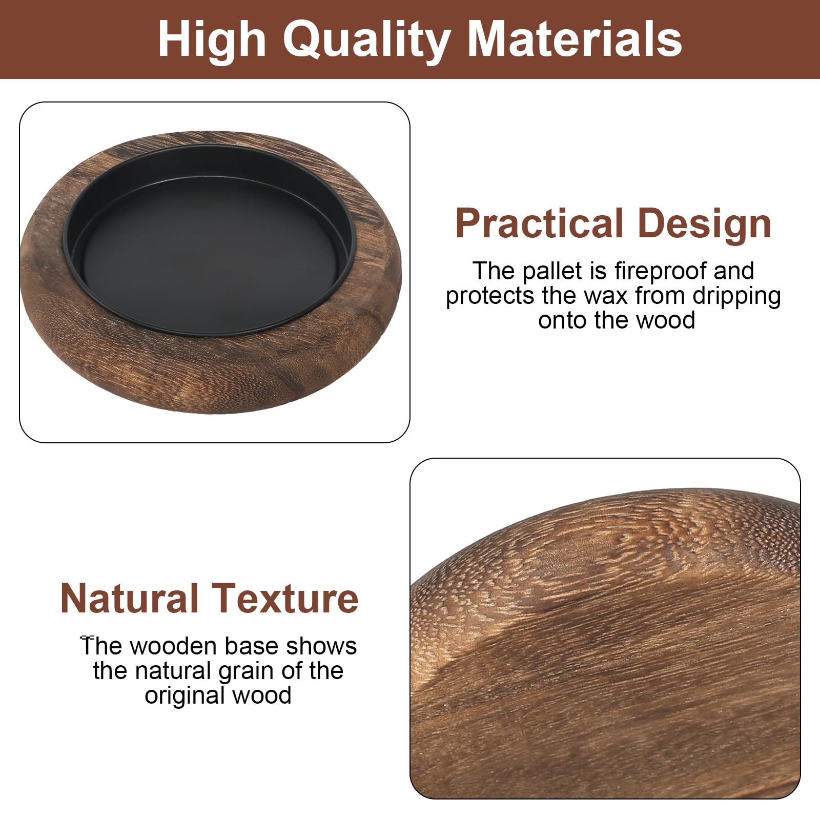 Candele Colonna Base Piatti Portacandele Legno 2 Pezzi - 10cm Diametro Per Decorazione Casa Design Incassato