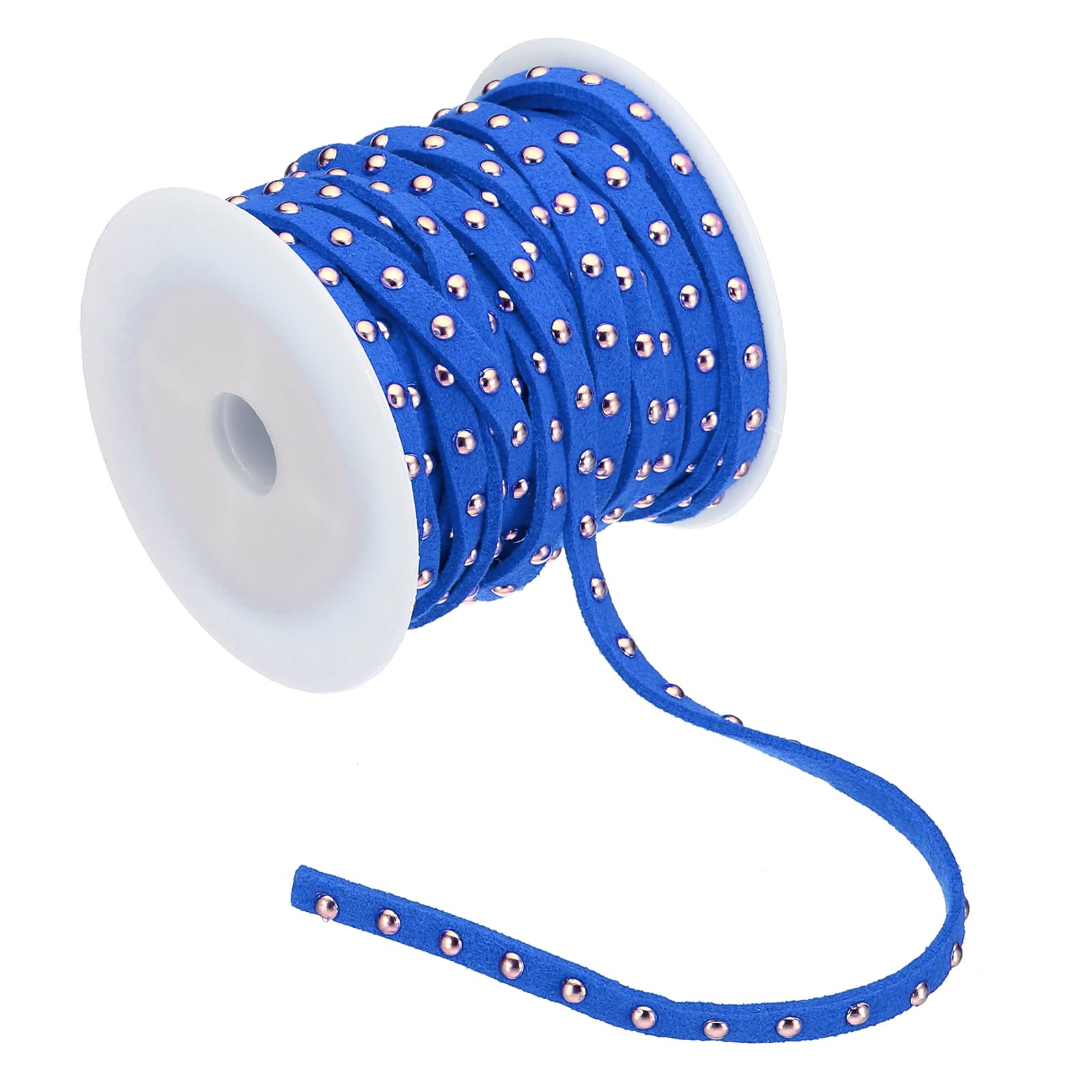 PATIKIL 32.8ft Studded Faux Suede Cord Rope for Jewelry Making 5mm Micro Fibre Flat Leather Lace Beading String Ribbon with Rivets