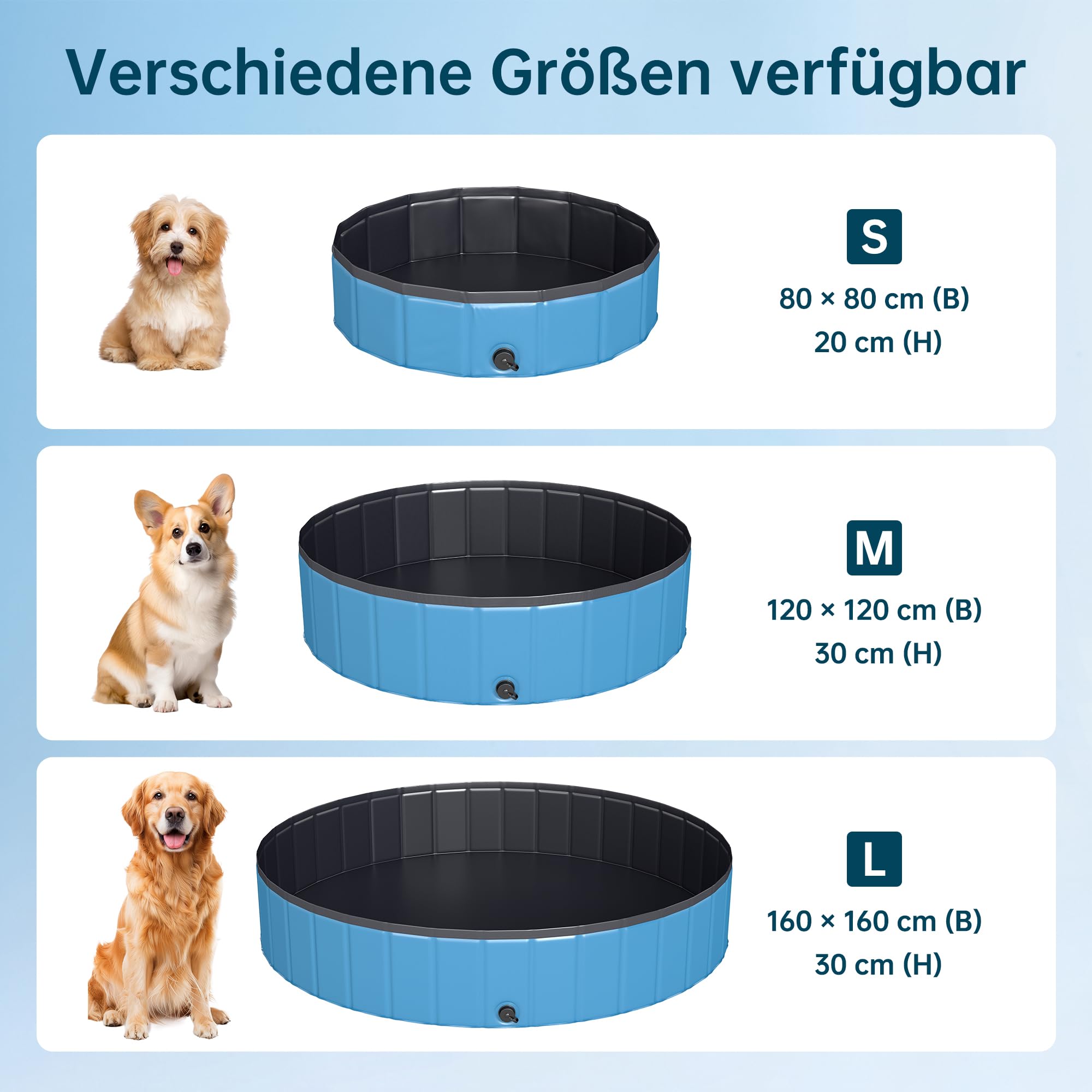 Hundepool aus verdicktem und strapazierfähigem PVC, stabiles und rutschfestes Planschbecken für den Garten und Outdoor-Bereich（80×20cm）