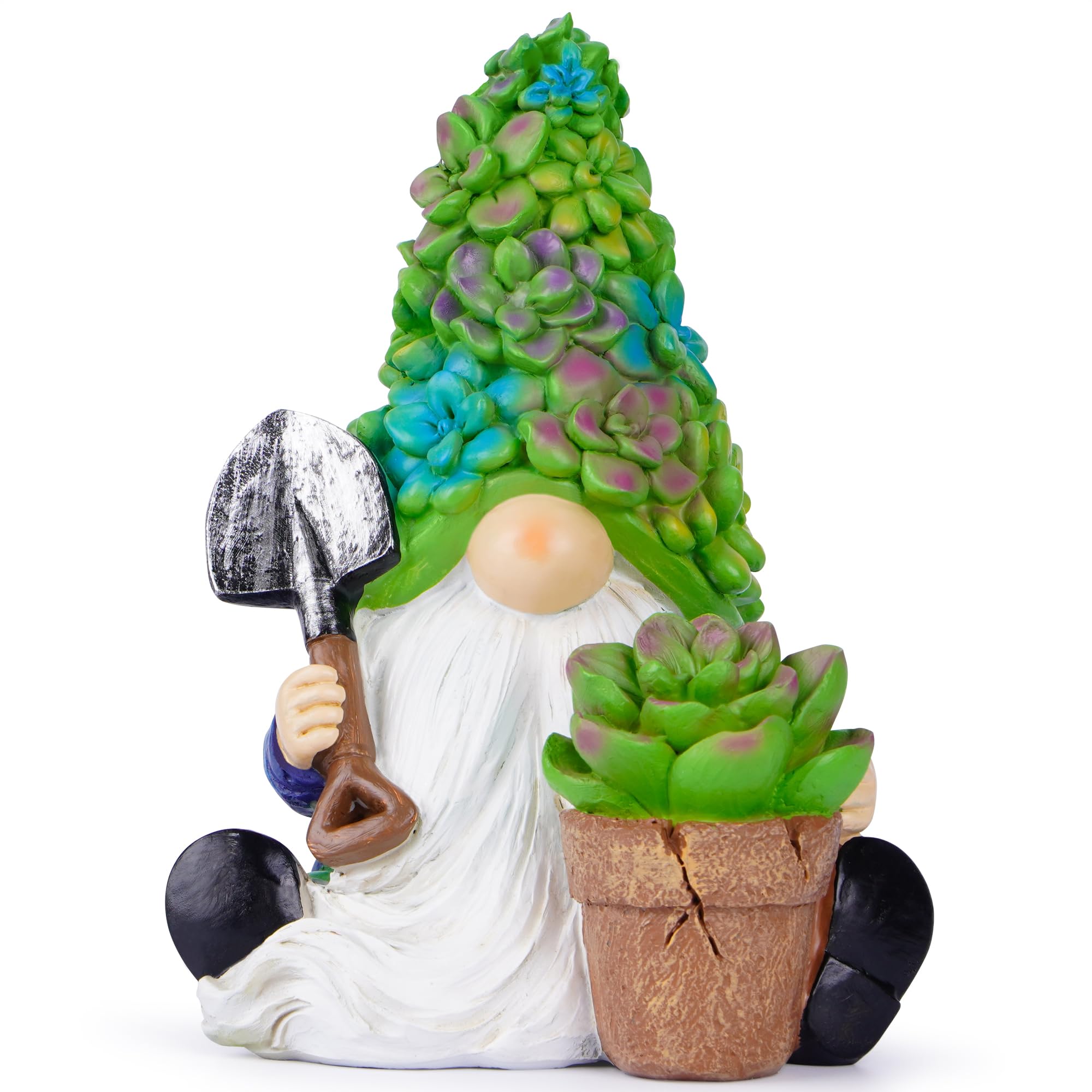 Hodao Enchanting Succulent Dwarf Gnomes Decorations Unique Succulent Hat, Perfect Choice for Gardening Enthusiasts Suitable for Home and Office Decorations, Birthday Gifts, Holiday Presents (Green)
