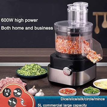 600W Electric Vegetable Dicer Chopper, Professional Kitchen Food Blender Chopper, Multifunctional Meat Grinder Blender - Commercial Food Processor, 5 in 1 Veggie Shredder Grater