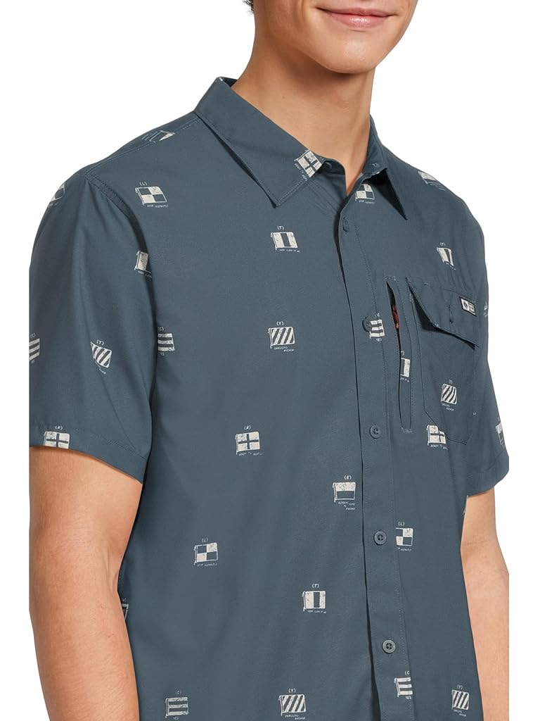 Navy Salty Crew Flagship Uv Button Up