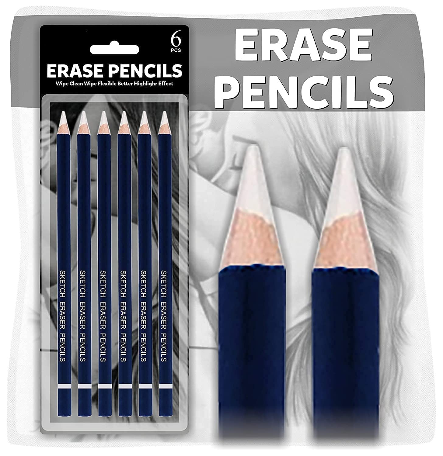 ARROLLIANT Eraser Pencil for Artists Non-Toxic Eraser for Sketching Drawing Arts Graphics Designs - Set of 6 (B0CZJ185TP) Amazon Price History, Amazon Price Tracker