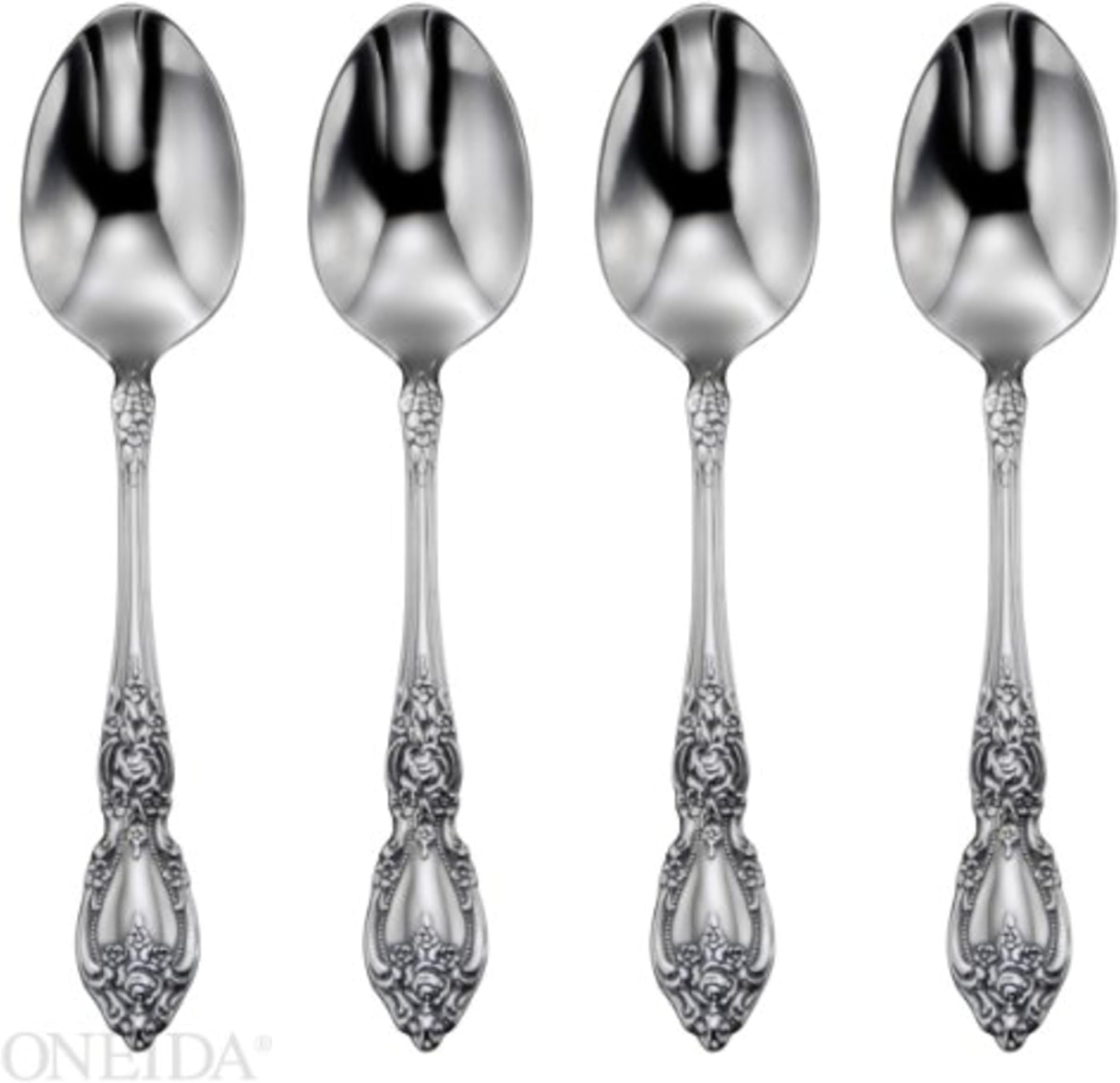 Wordsworth Everyday Flatware Dinner Spoons 18/0 Stainless Steel, Set of 4, Silver