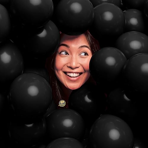 AFTERLOON - Mini globos biodegradables, 50 unidades, color ónix negro, 5 pulgadas, color mate, grueso, extra fuerte, flotador de helio, baby shower,