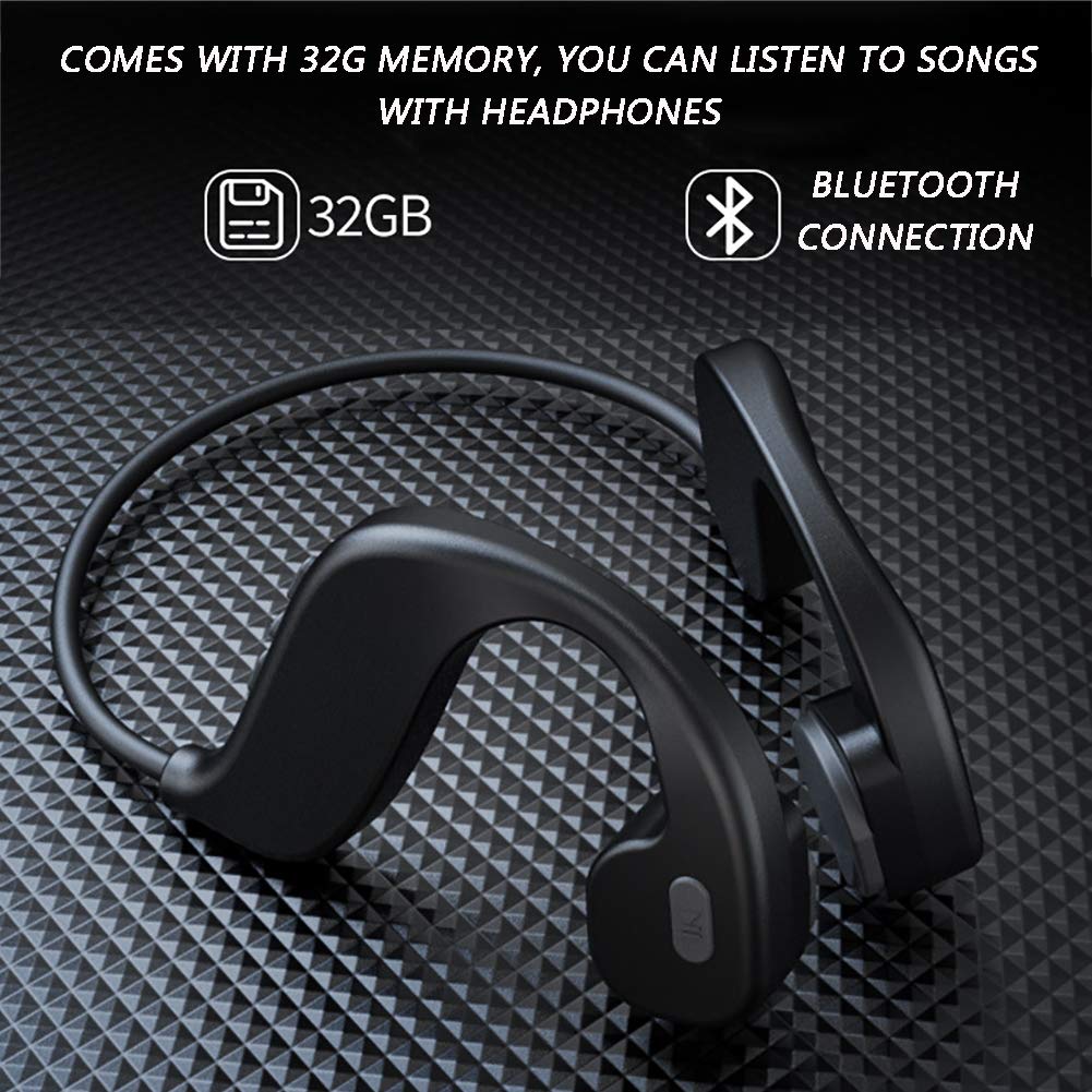 RSGK Odtwarzacz MP3, zestaw słuchawkowy do pływania, transmisja przewodów, Bluetooth 5.0, wodoszczelny IPX8, 32 G, zestaw słuchawkowy Bluetooth
