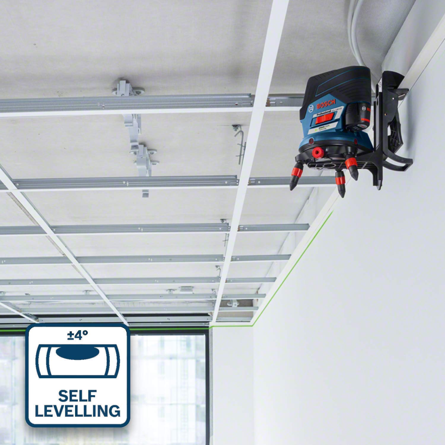 Bosch Professional Niveau Laser GCL 2-50 CG (sans batterie et chargeur, laser vert pour l'intérieur avec fonction application, support, portée visible : jusqu’à 20 m, dans une L-BOXX)