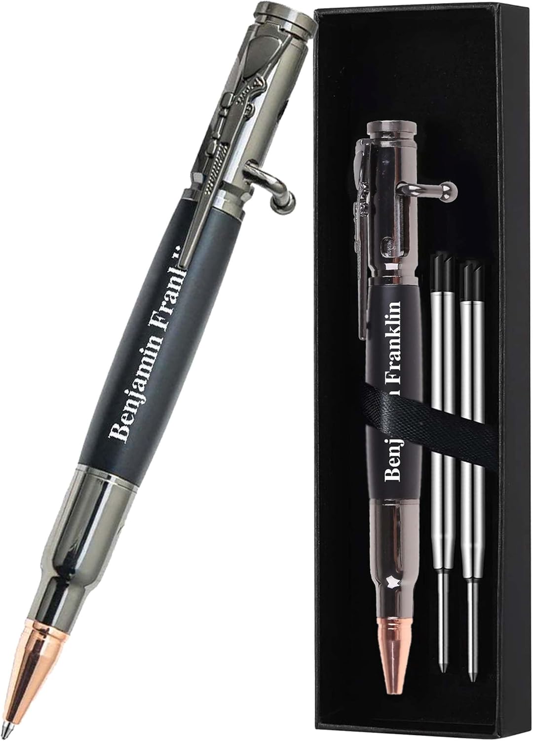 Auchic Personalized Bolt Action Pen with Gun Pocket Clip Free Engraved