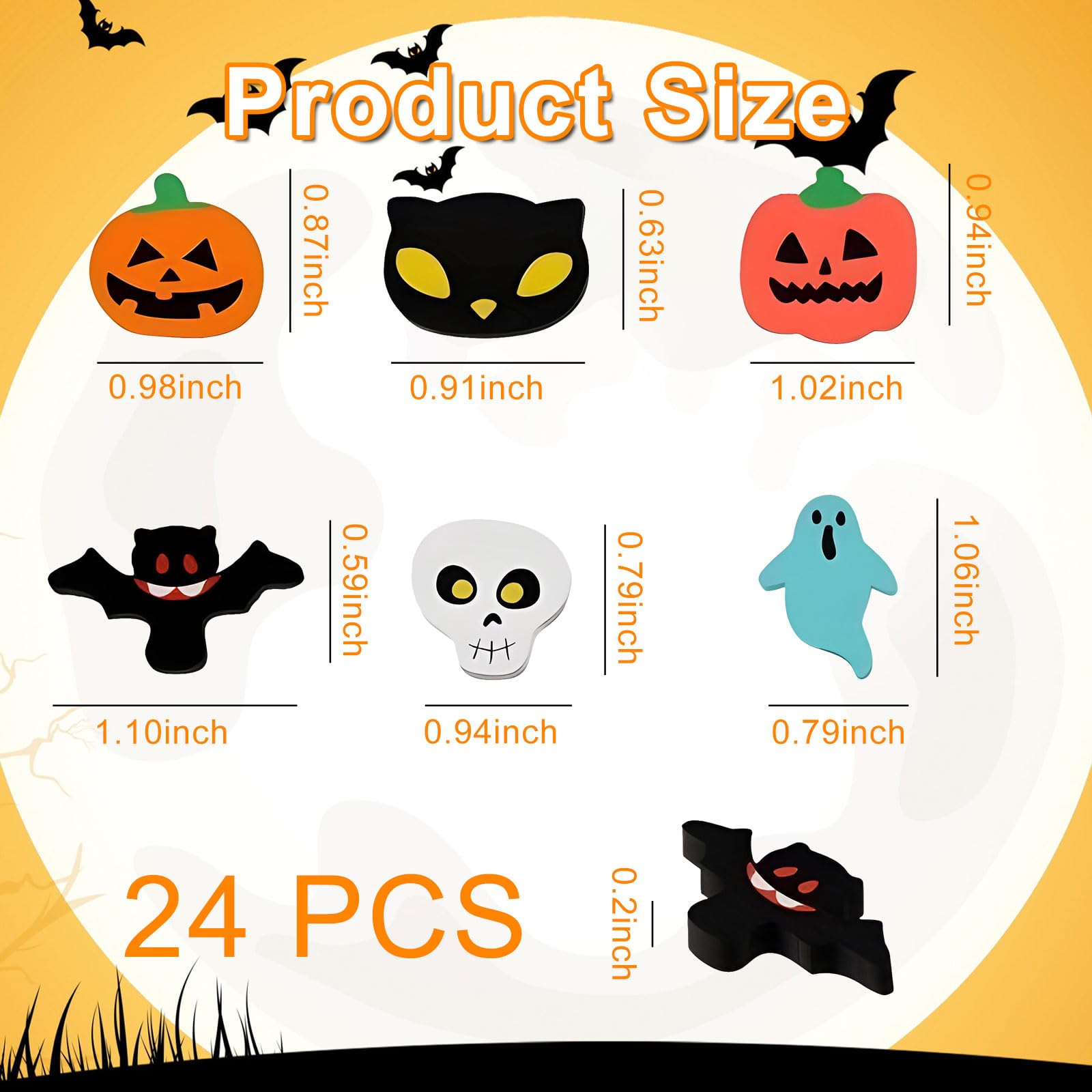 24 Pcs Halloween Mini Erasers for Halloween Gifts,Halloween Cute Small Erasers Bulk with Fun Pumpkin Ghost Bat,Eraser Trick or Treat Party Favors Gift Bag Filler for School Classroom Rewards Prizes - Image 2