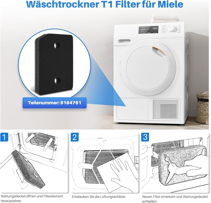PARTSEE Miele T1 szárítógép szűrő 207x157x30mm habszivacs 3db