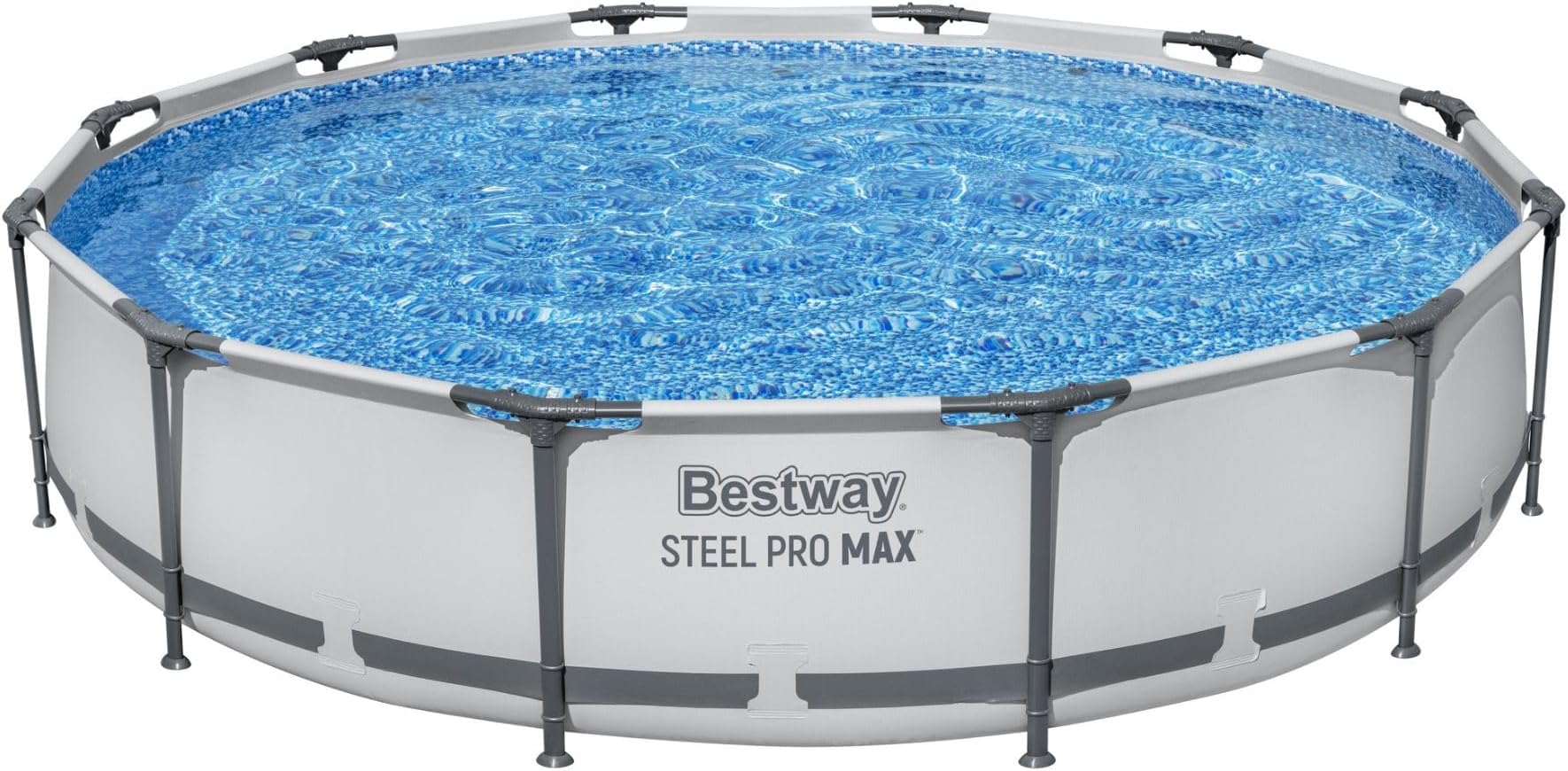 Bestway BW56416GB-21 Steel Pro Round Frame Swimming Pool with Filter Pump, Grey, 12 ft