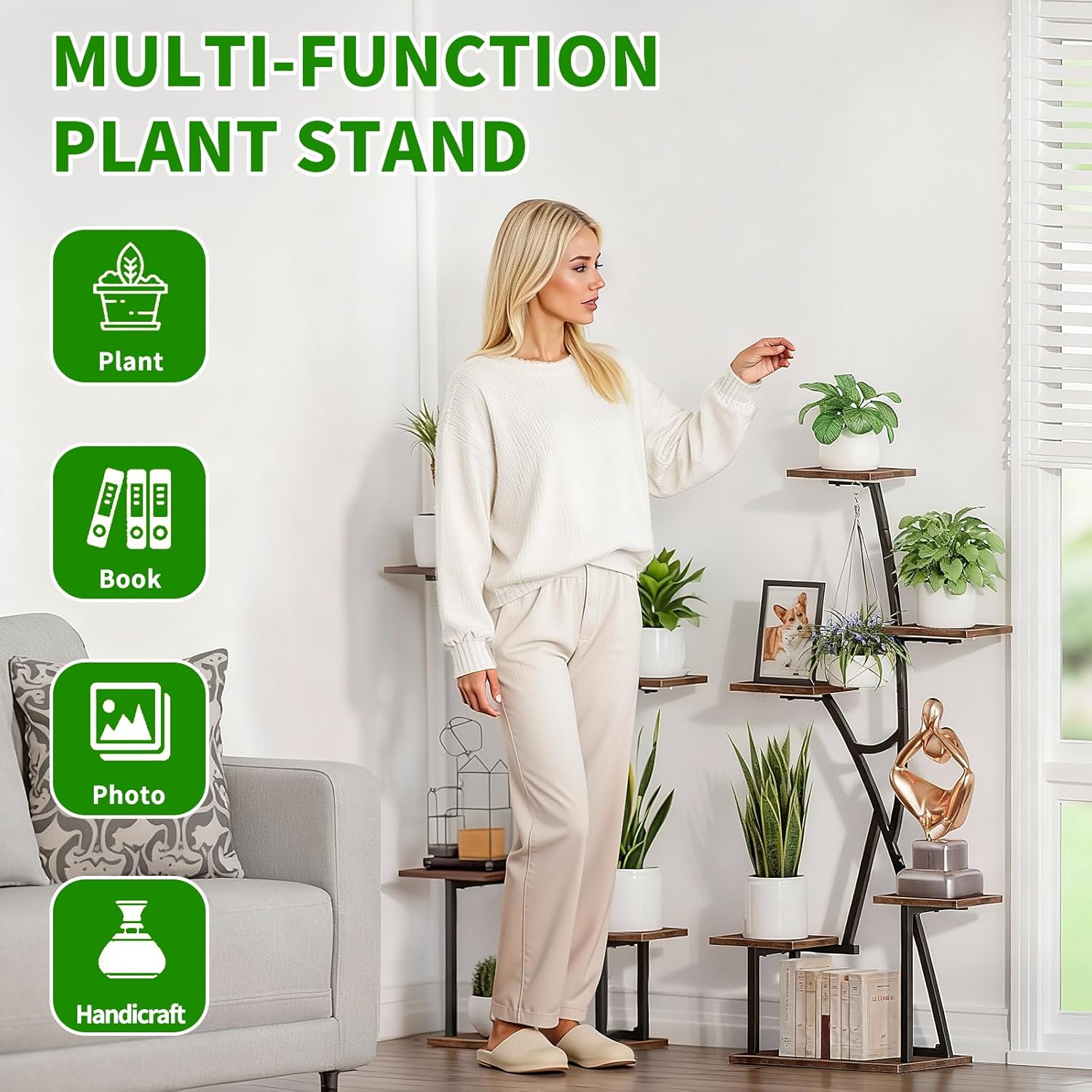 Plant Stand Indoor with Grow Lights - 2 Pack Indoor Plant Stand, 6 Tiered 45" Corner Plant Shelf for Multiple Plants, Plant Rack Display Holder for Indoor Plants