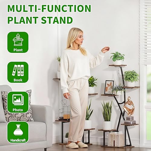 Miniatura 4 de Soporte para plantas de interior con luces de crecimiento, paquete de 2 soportes para plantas de interior, estante esquinero de 6 niveles de 45