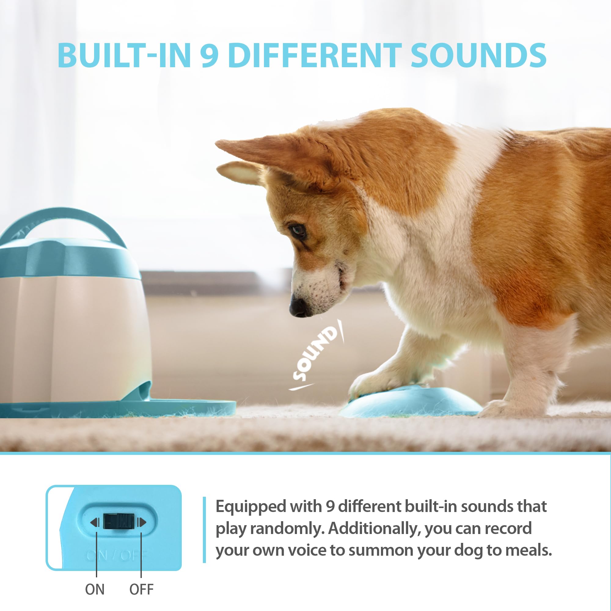 PETGEEK Automatischer Leckerli-Spender für Hunde, Puzzle-Memory-Training, Aktivitätsspielzeug, IQ-Training, Hunde-Knopf-Futterspender, Fernbedienungstaste, Leckerli-Spender für Hunde (Upgrade Blau)