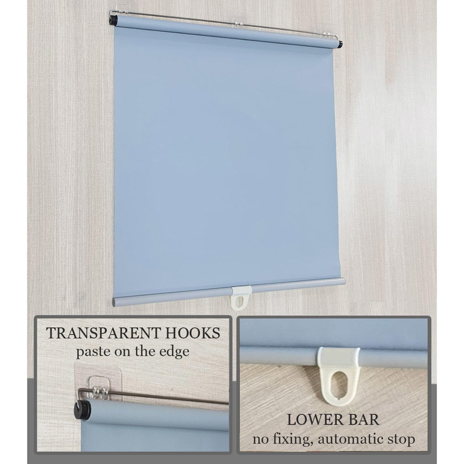 Rouleau occultant sans perçage thermique et temporaire Disponible en 40-120 cm Blanc 110 x 200 cm
