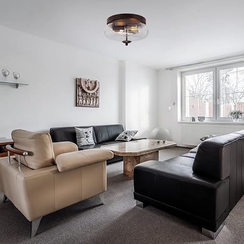 Miniatura 7 de Lámparas de techo de granja, lámpara de techo empotrada para interiores y exteriores, con pantalla de vidrio semillado para pasillo, cocina,