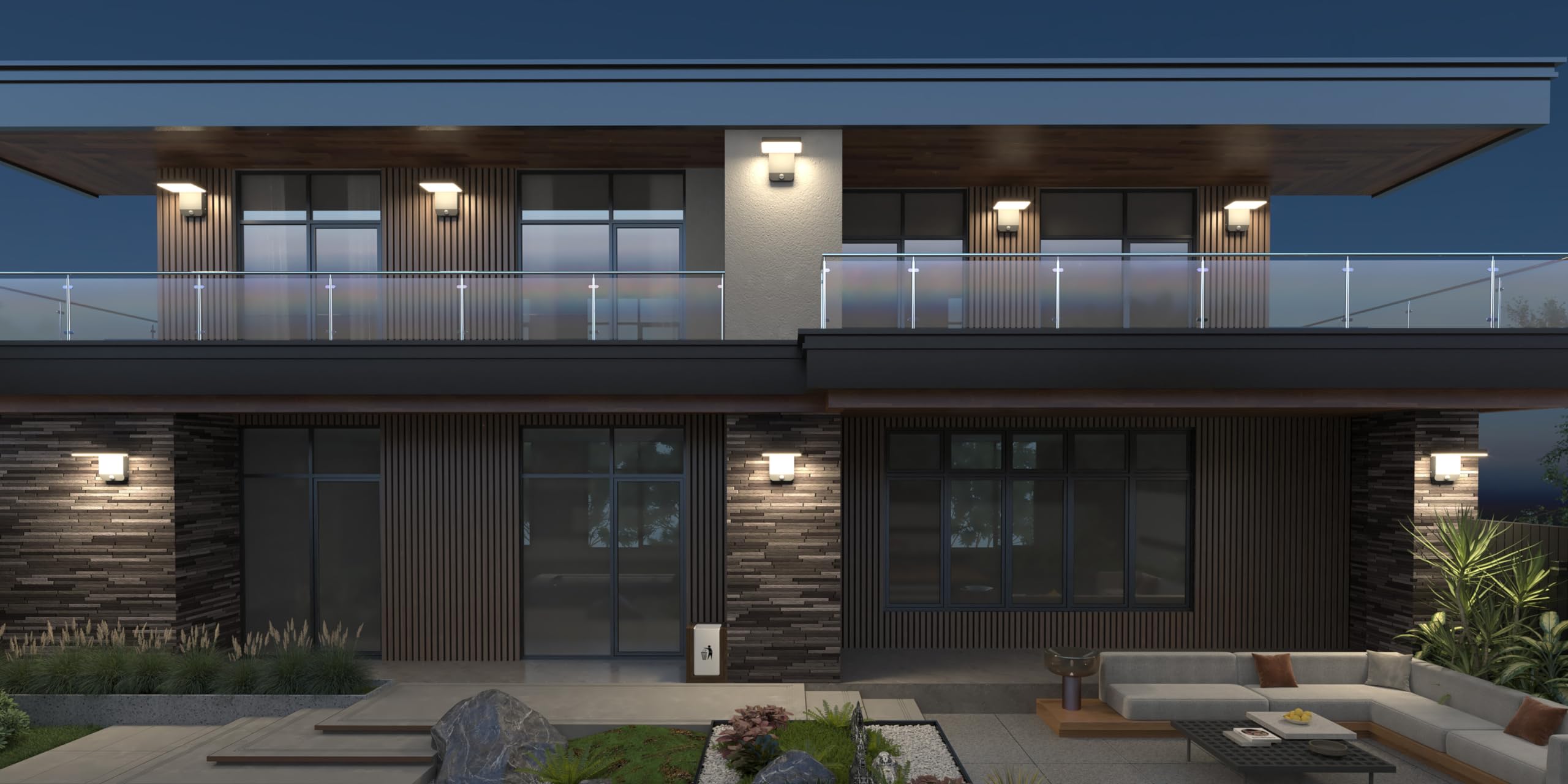 K-Bright 2Stück außenlampe mit bewegungsmelder, Aussenleuchte Mit Bewegungsmelder Außenlampe LED Wandleuchte Aussen für Balkon, Garten IP65 wasserdicht Anthrazit