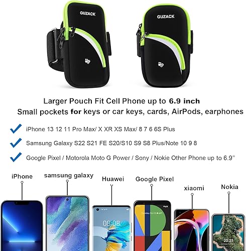 Miniatura 3 de Soporte de teléfono para correr brazalete para iPhone 14 15 Pro Max 13 12 11 X XS XR 8 7 6 Plus SE Samsung hasta 6.9 pulgadas bolsa de bandas de