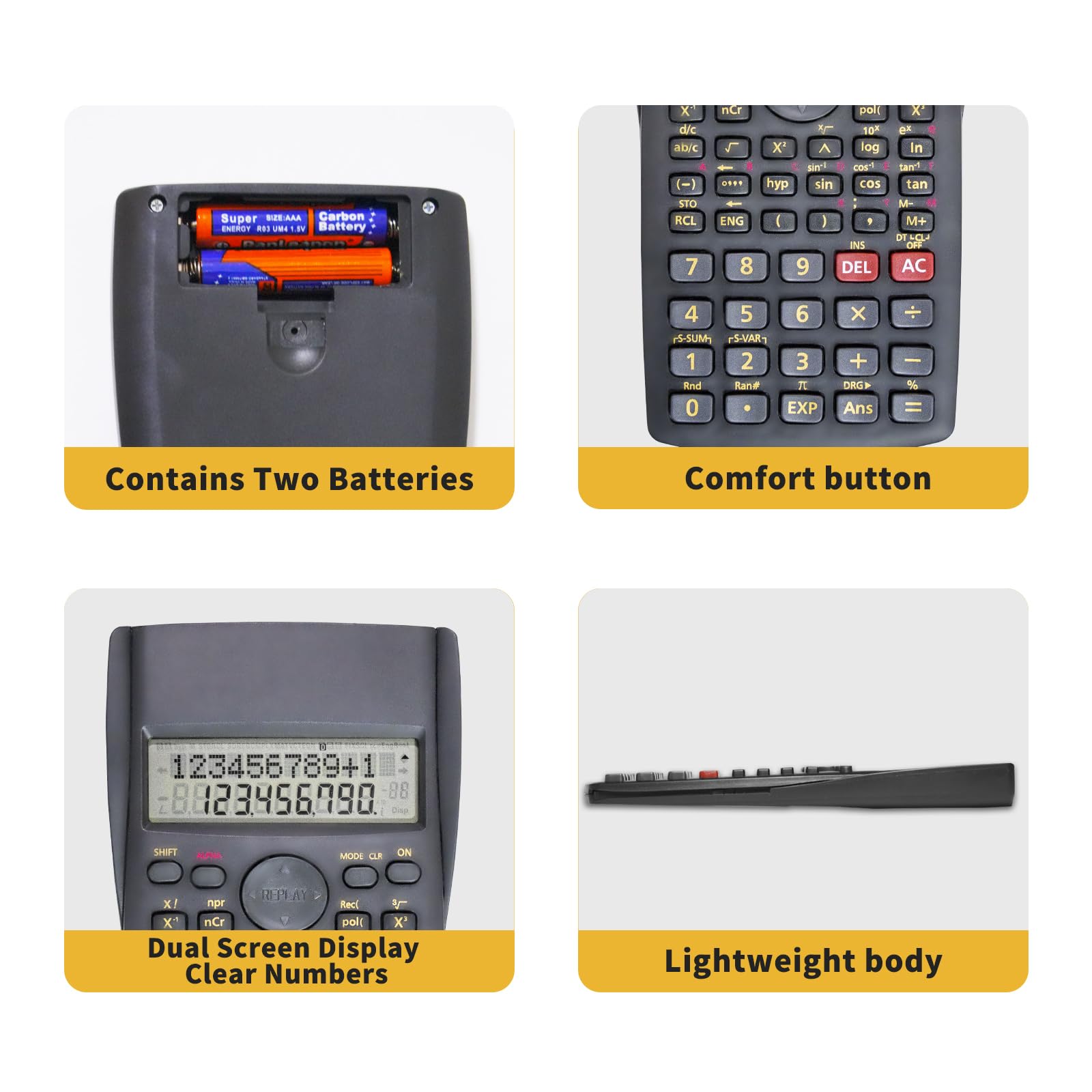 Taschenrechner 2er-Pack 12-stellig LCD Dual Power Solar + Batterie - Große Tasten Tischrechner Büro Schule Schwarz & Himmelblau