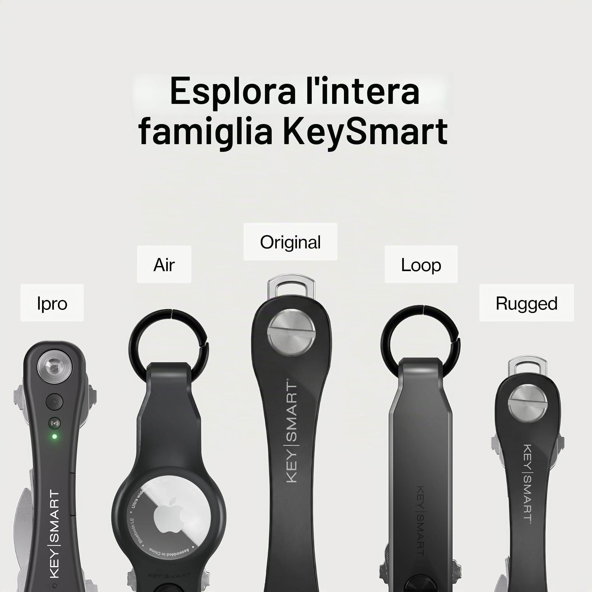 KeySmart KS019BKN Porta Chiavi Fino ad 8 Chiavi, Nero
