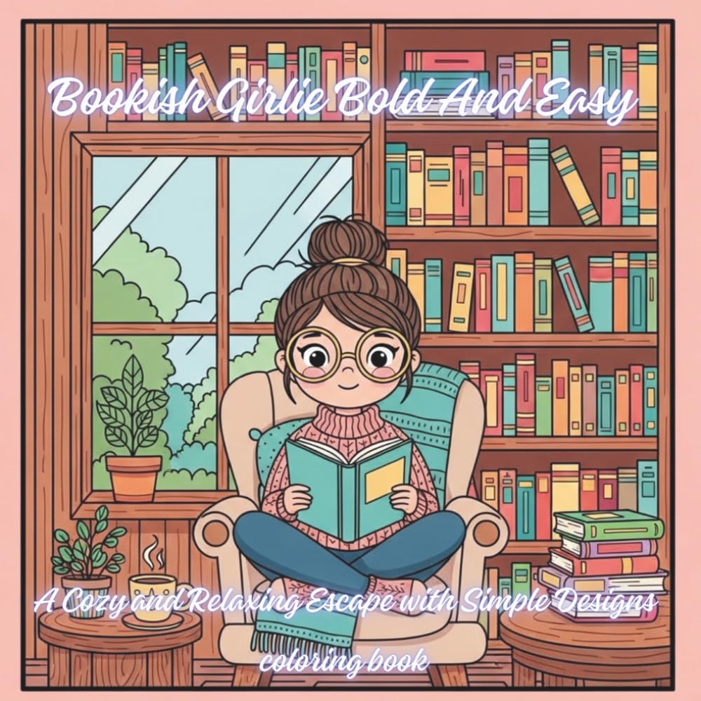 Bookish Girlie Bold And Easy: A Cozy and Relaxing Escape with Simple Designs for Book Lovers and Teens coloring book