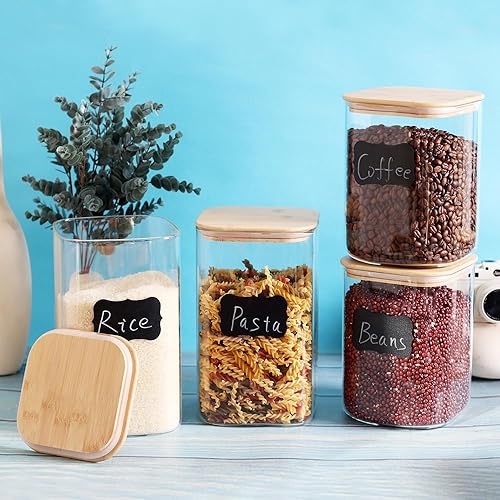 Miniatura 10 de LEAVES AND TREES Y Recipientes grandes de vidrio para harina y azúcar con tapas herméticas, paquete de 2 tarros de harina y azúcar de 1.2 galones