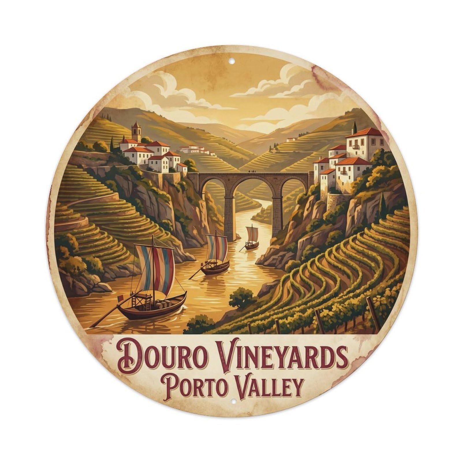 Vintage Travel Douro Porto Vineyards Metal Tin Sign