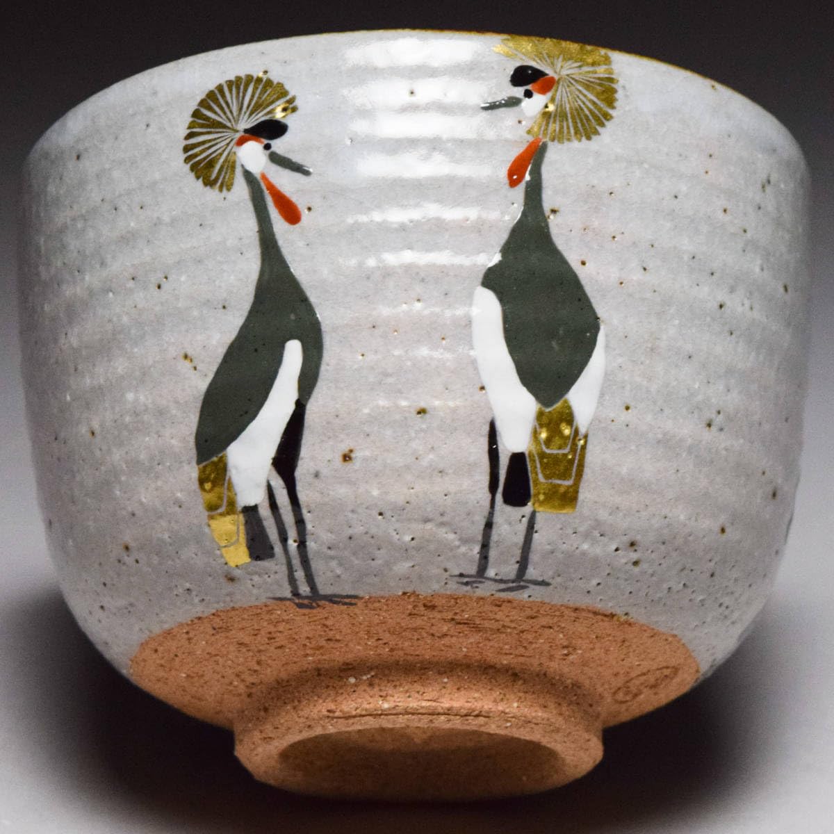 Amazon.co.jp: 平安橋本美峰色絵冠鶴茶碗共箱共布茶道具抹茶碗【d-004 