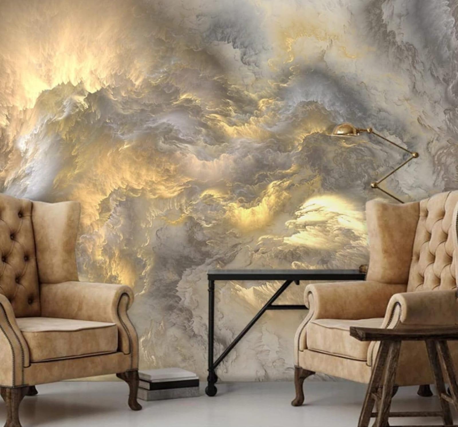 XLMING Minimalist Three Dimensional Hand Drawn Ink Wash Clouds 3D Wallpaper Luxury Home Dining Decor Paste Sofa Living Room The Wall for Bedroom Mural-350cm×256cm