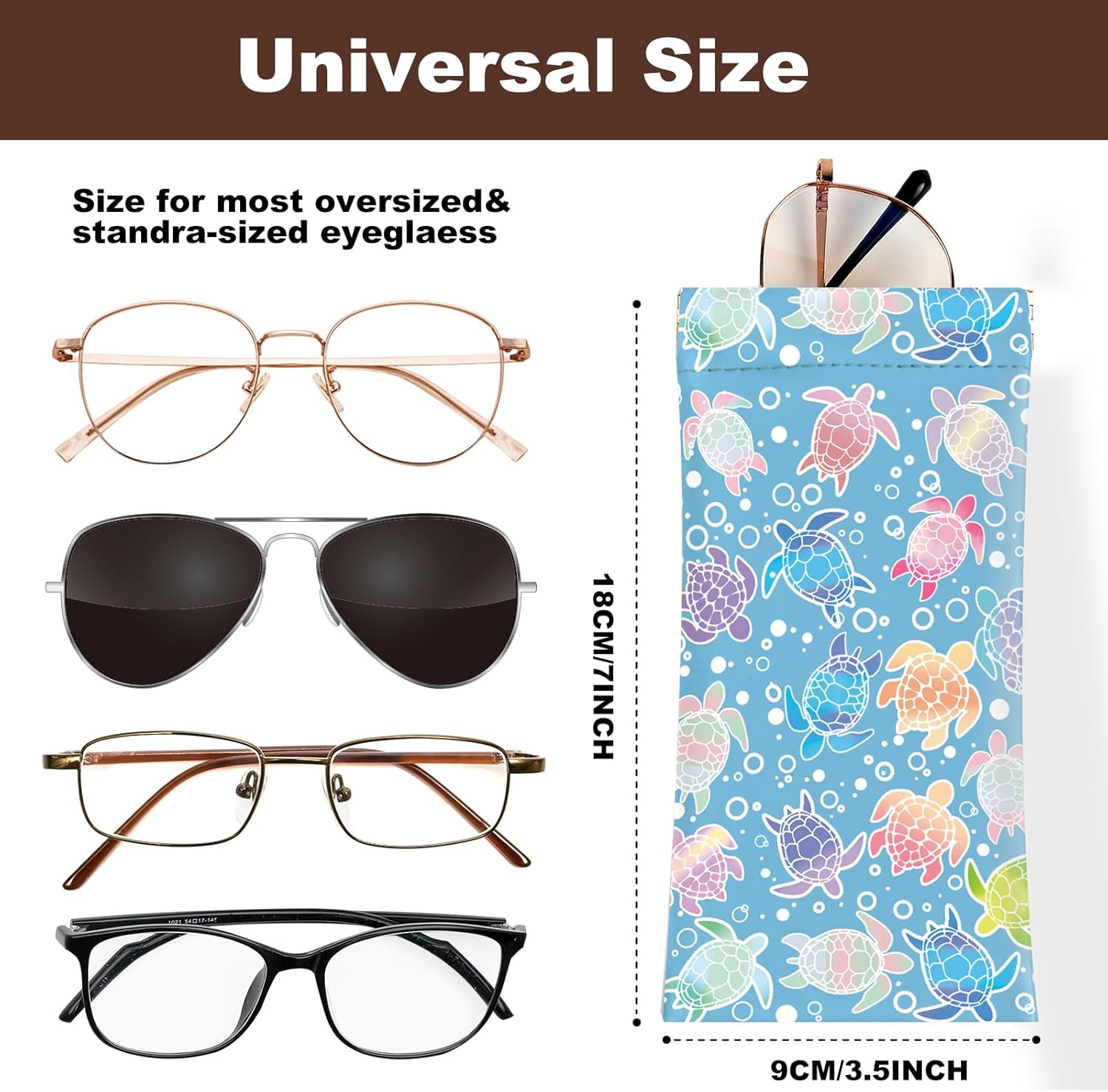 2Pcs Sunglass Eyeglass Glasses Case Soft PU Leather with Cleaning Cloth Cute Glasses Pouch Bag for Men Women Girs - Image 2