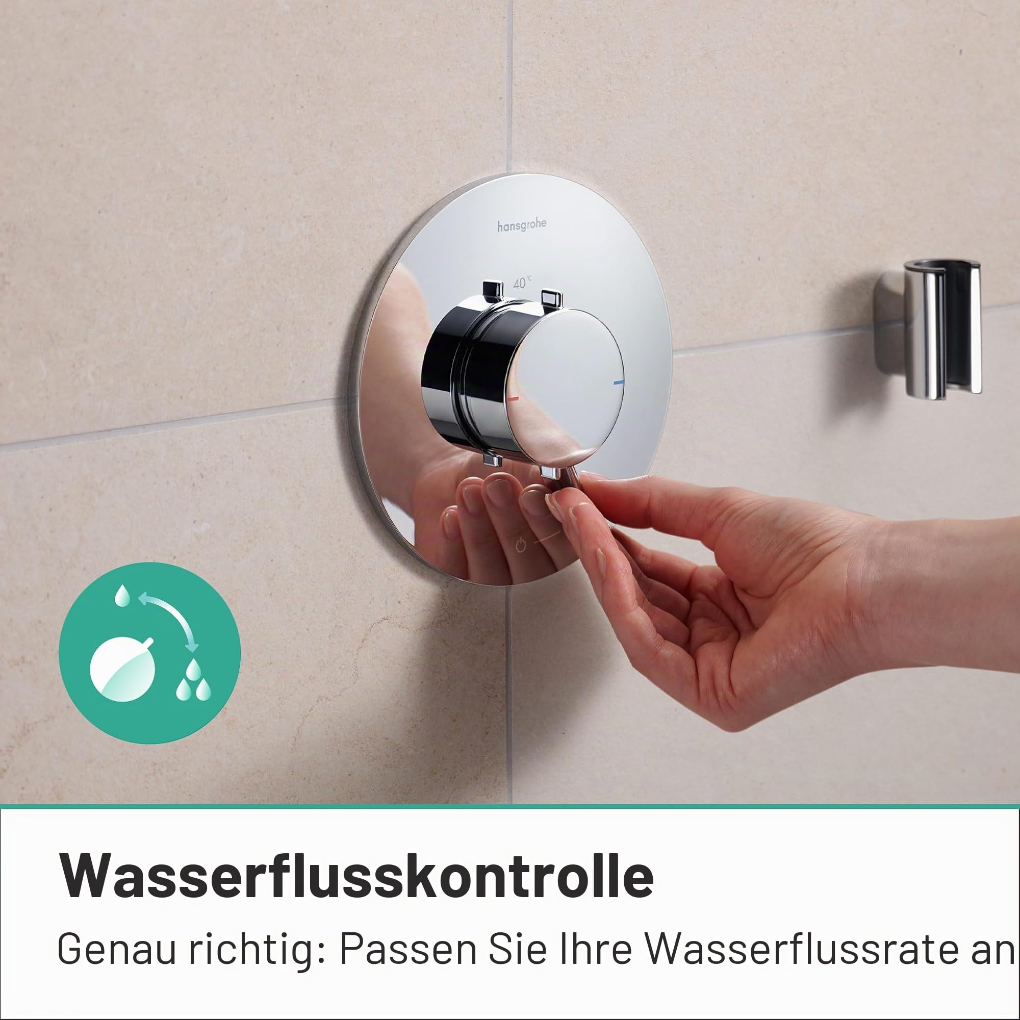 hansgrohe Ecostat Comfort S - Duschthermostat Unterputz, Duscharmatur mit Sicherheitssperre (SafetyStop) bei 40° C, Thermostat für die Dusche, Mischbatterie für 1 Verbraucher, Chrom, 33714000