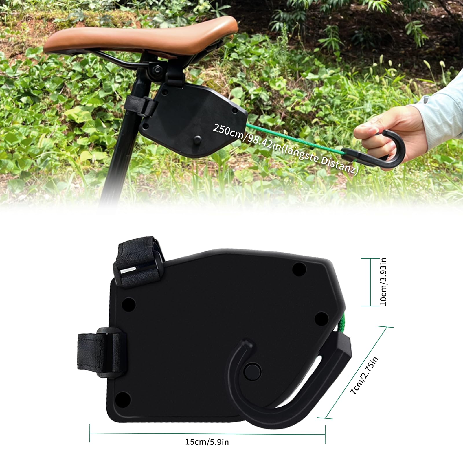 Update - Cuerda de remolque para bicicleta para niños, 2,5 m, retráctil, para padres y niños, sistema de tracción, capacidad de carga de 550 libras, correa elástica para bicicleta de montaña y