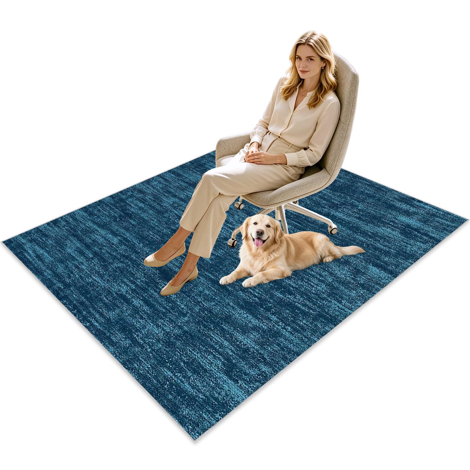 Alfombra para Silla de Escritorio Cuadrada, Alfombra Protectora Suelo Silla Ruedas Antideslizante Gaming, Tapete de Protección de Oficina, para Parqué Suelos Duros Estera Muebles Azul 60 x 80cm