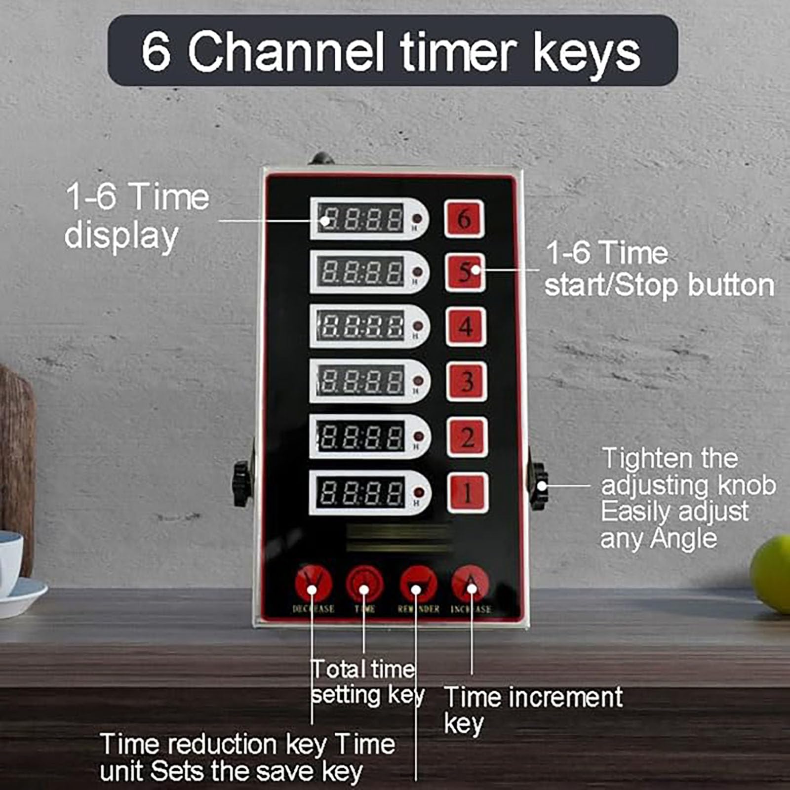Temporizador digital de cocina impermeable de 6 canales con pantalla LED, ideal para cocinar, freír, hornear en restaurantes y comida rápida