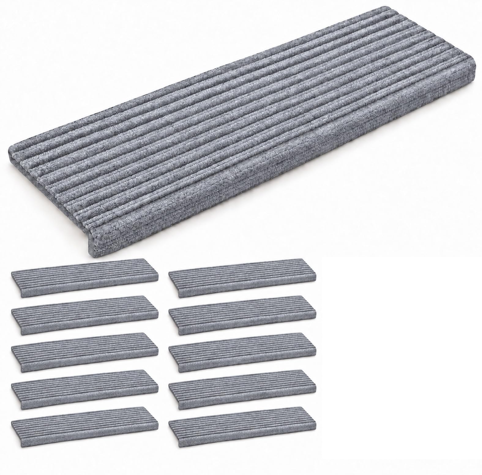 BREEZENEST 10pcs Stair Pads – Non-Slip Carpet Step Protectors 60x23cm — image 1