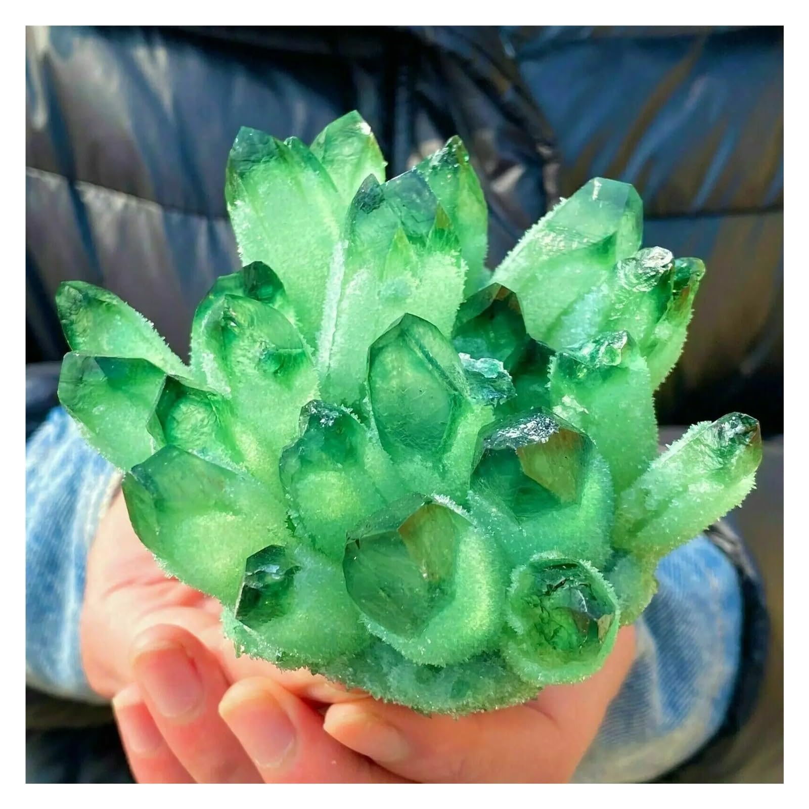 Quartz tibétain vert en amas de cristaux pour retrouver la sérénité